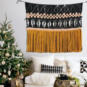 Anthropologie Large Handmade Colorful Woven Macrame Wall Hanging